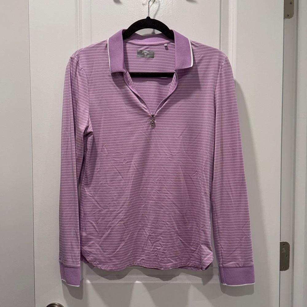 Callaway Lavender Striped Polo Shirt